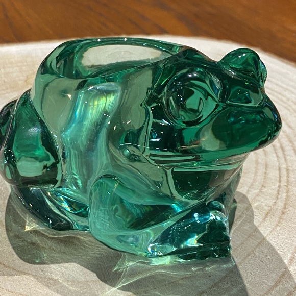 Indiana Glass Accents Vintage Green Glass Frog Votive Candle Holder